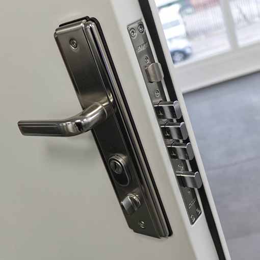 Steel security doors lock with safety bolts